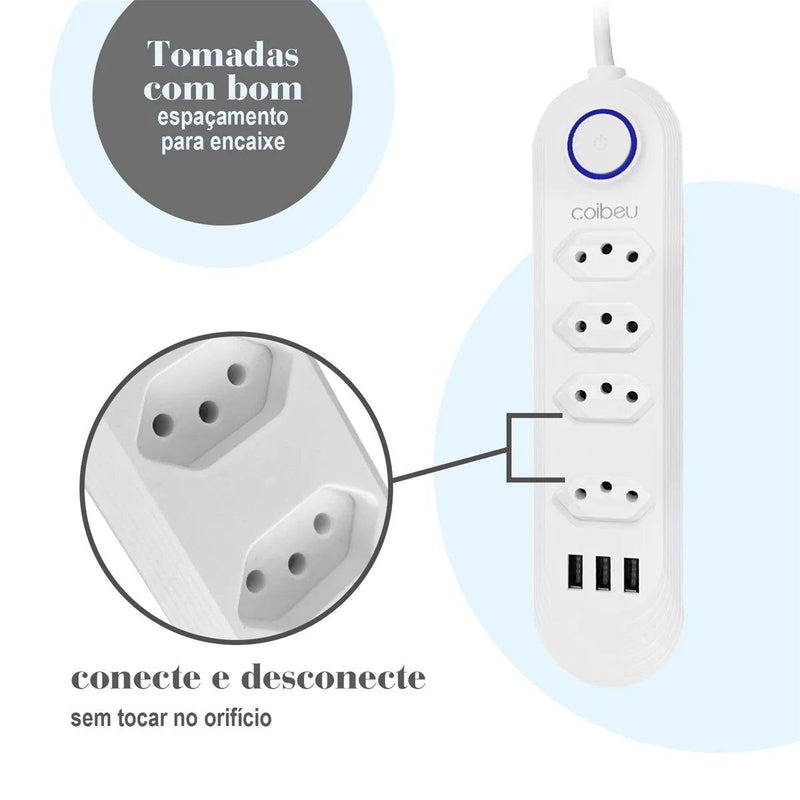 Mais Tomadas, Menos Bagunça – Extensão Elétrica Retrátil com USB e Proteção Inteligente!