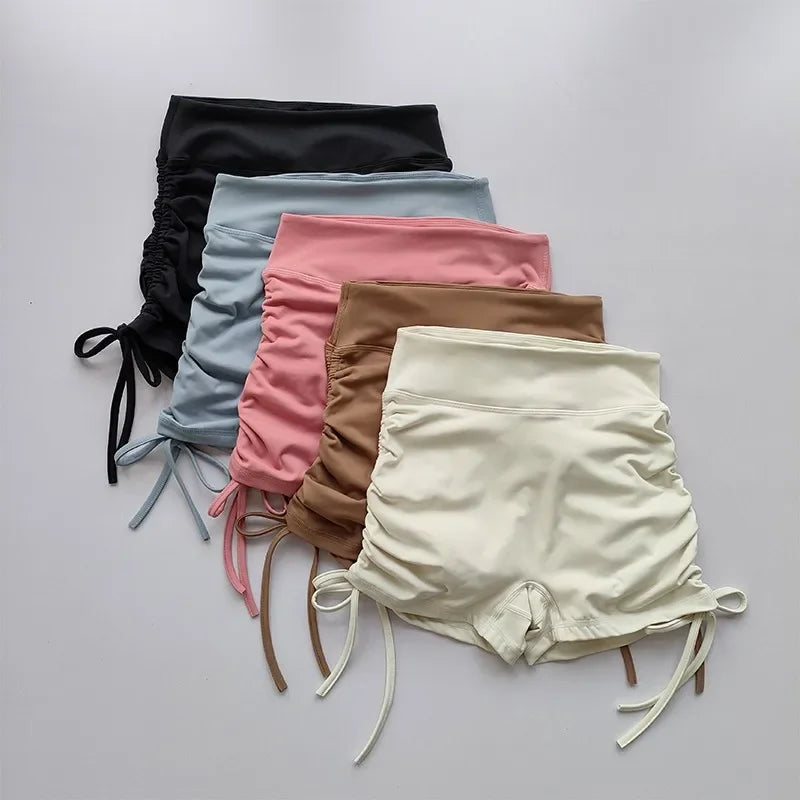 Shorts de Yoga Feminino para o Verão — Cintura Alta, Respirável e com Cordão Ajustável: Perfeitos para Treinos, Corridas e Ciclismo com Estilo e Conforto!