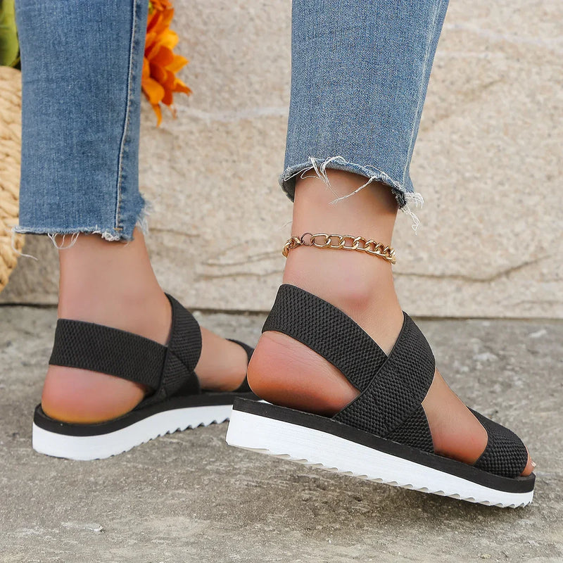 Sandálias Femininas Trendy – Conforto Antiderrapante, Sola Colorida e Design com Cadarço para um Visual Puro & Sofisticado!