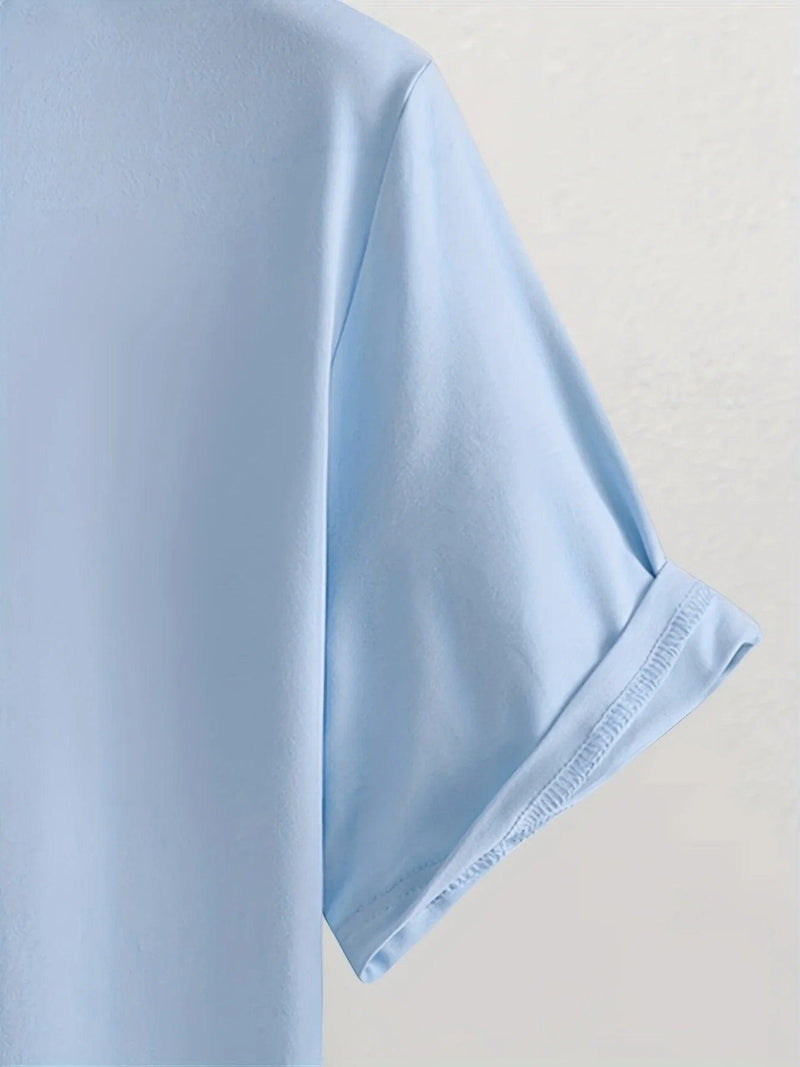 Camiseta Masculina 100% Algodão – Estampa Montanha & Bússola, Estilo Aventureiro com Conforto Leve de Verão