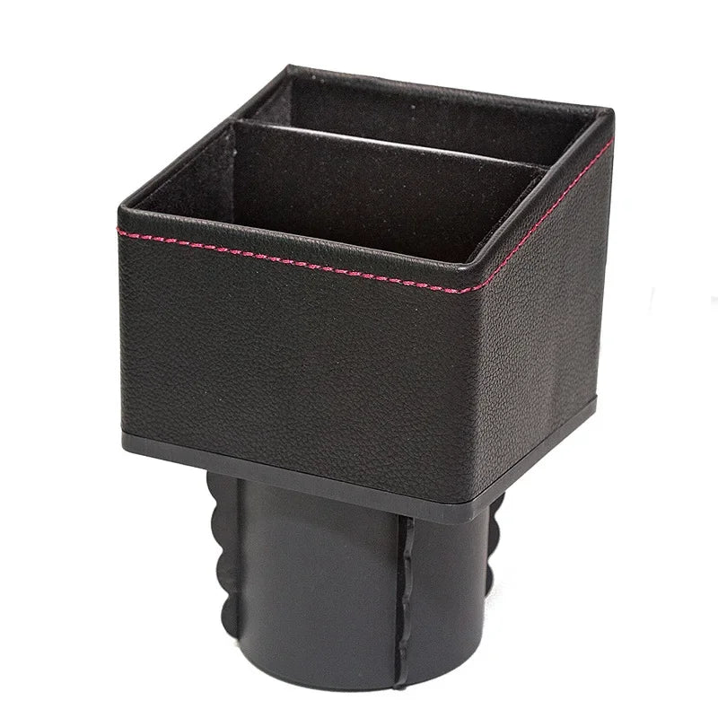 Organização Inteligente no Seu Carro: Porta Objetos de Couro com Suporte de Porta Copos - Armazena Moedas, Celular, Chaves e Muito Mais!