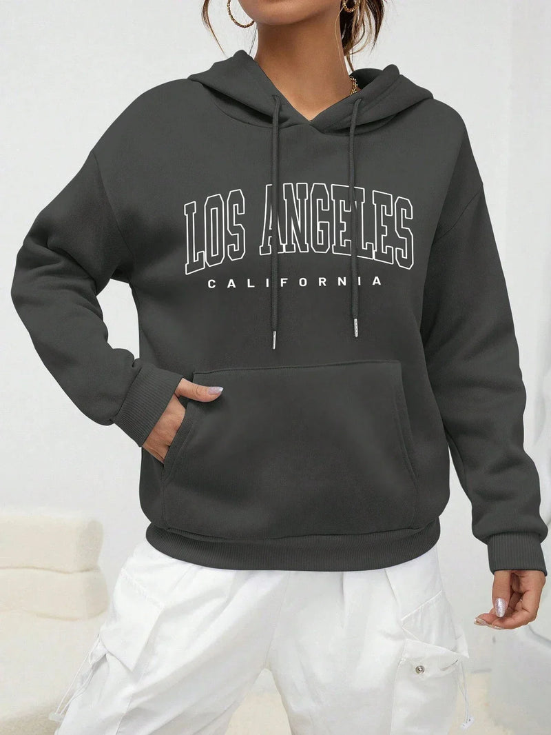 Moletom Capuz Feminino Los Angeles – Estilo Americano com Arte Urbana e Conforto Descontraído!