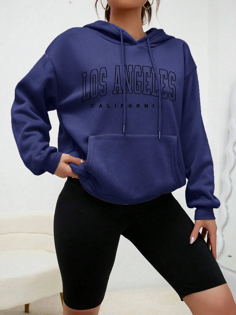 Moletom Capuz Feminino Los Angeles – Estilo Americano com Arte Urbana e Conforto Descontraído!