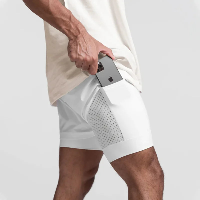 O Short Masculino 2 em 1 Que Respira com Você – Liberdade, Secagem Rápida e Estilo em Camadas para Treinos, Praia e Corridas!