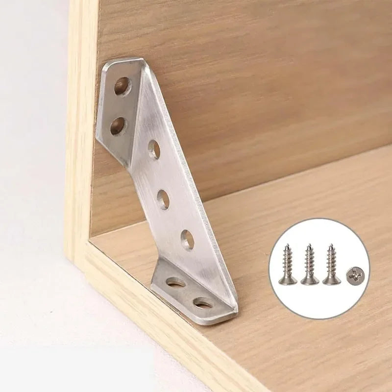 Conjunto de Suportes de Canto em Aço Inox – Fixação Robusta e Discreta para Móveis, Prateleiras e Armários!