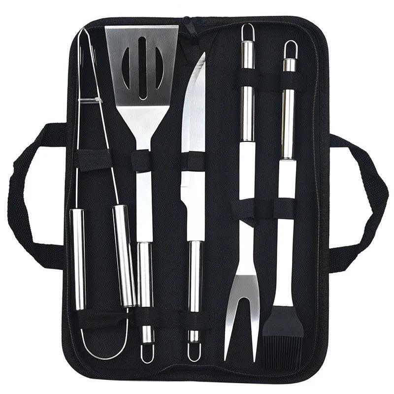 Kit de Churrasco em Aço Inoxidável – Completo, Portátil e Perfeito para Assados ao Ar Livre!