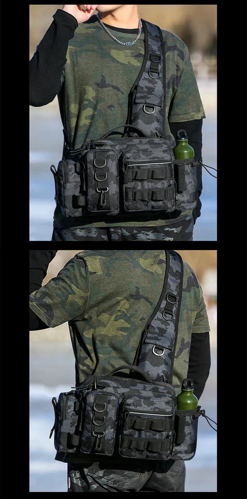 Mochila Tática de Pesca 3 em 1 — Organize Seus Equipamentos com Estilo e Leve Sua Vara nas Costas sem Complicações!