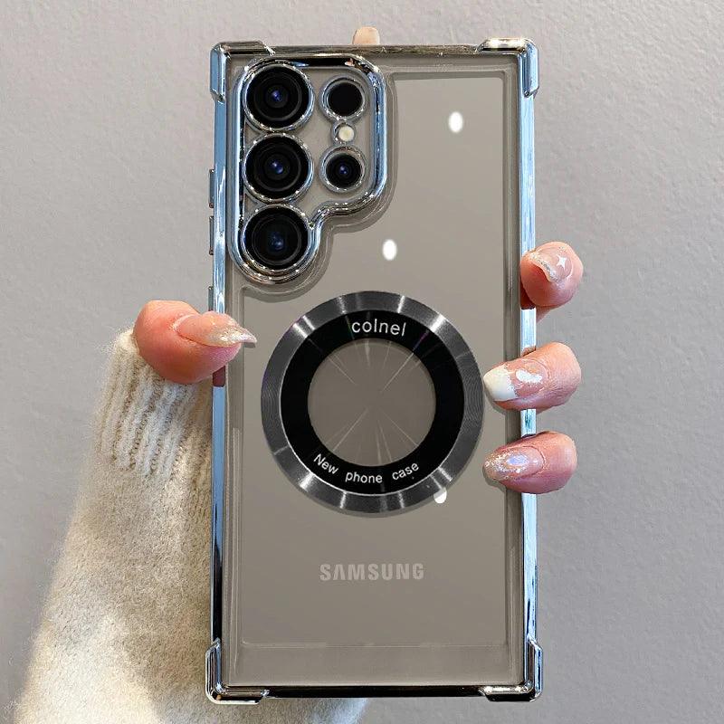 Capa Magnética de Luxo com Revestimento Premium e Proteção de Lente – Compatível com Samsung S23/S24/S25 Ultra, Plus e Note 20