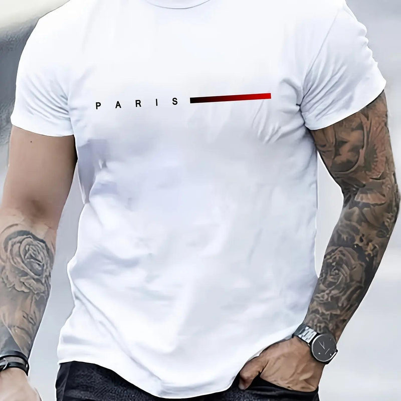 Camiseta Masculina 100% Algodão – Estilo Paris Street, Leve e Caimento Moderno