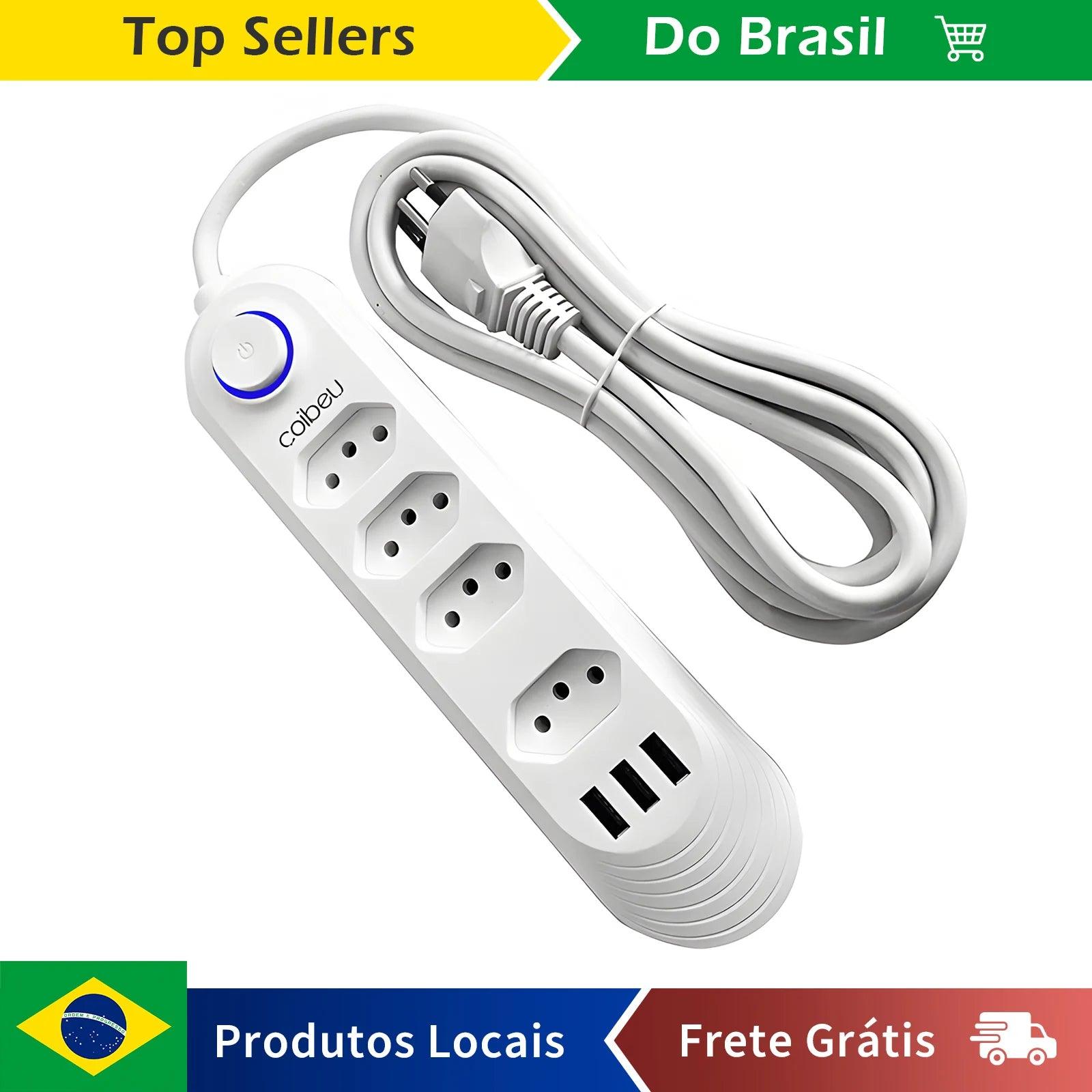 Mais Tomadas, Menos Bagunça – Extensão Elétrica Retrátil com USB e Proteção Inteligente!