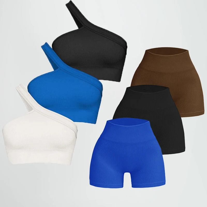 Conjunto Feminino Fitness com Shorts de Cintura Alta – Elasticidade, Estilo e Conforto para Treinos e Vida Casual!