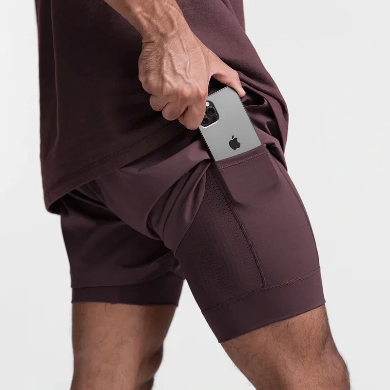 O Short Masculino 2 em 1 Que Respira com Você – Liberdade, Secagem Rápida e Estilo em Camadas para Treinos, Praia e Corridas!