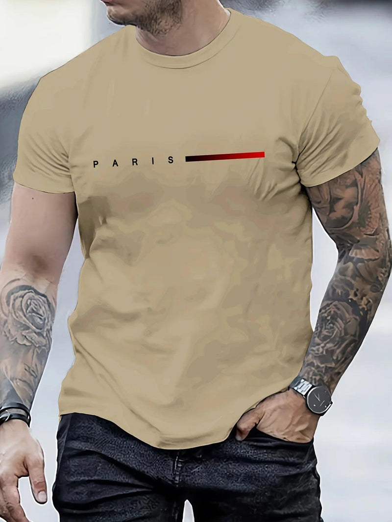Camiseta Masculina 100% Algodão – Estilo Paris Street, Leve e Caimento Moderno