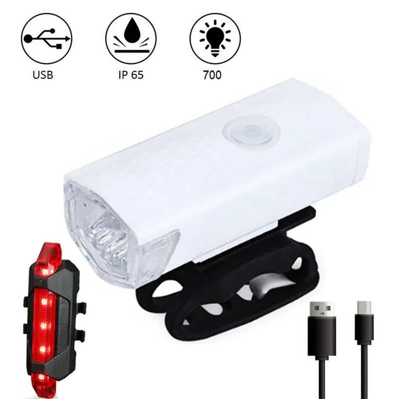 Transforme Seus Pedais Noturnos: Kit de Luz LED USB Recarregável para Bicicleta com Farol Frontal e Lanterna Traseira – Mais Segurança, Estilo e Visibilidade em Qualquer Caminho!