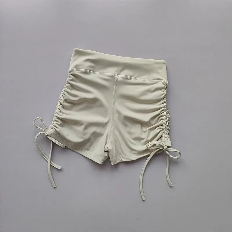 Shorts de Yoga Feminino para o Verão — Cintura Alta, Respirável e com Cordão Ajustável: Perfeitos para Treinos, Corridas e Ciclismo com Estilo e Conforto!