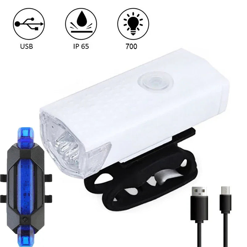 Transforme Seus Pedais Noturnos: Kit de Luz LED USB Recarregável para Bicicleta com Farol Frontal e Lanterna Traseira – Mais Segurança, Estilo e Visibilidade em Qualquer Caminho!