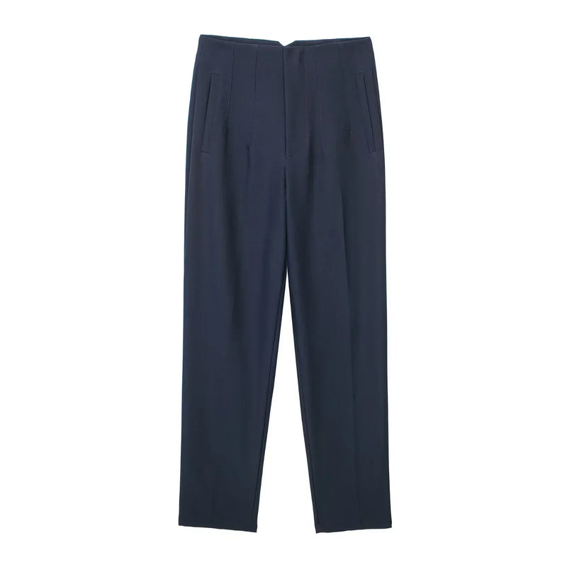 Calça Feminina Skinny de Cintura Alta – Estilo Streetwear com Detalhes Sofisticados para o Escritório e Outono