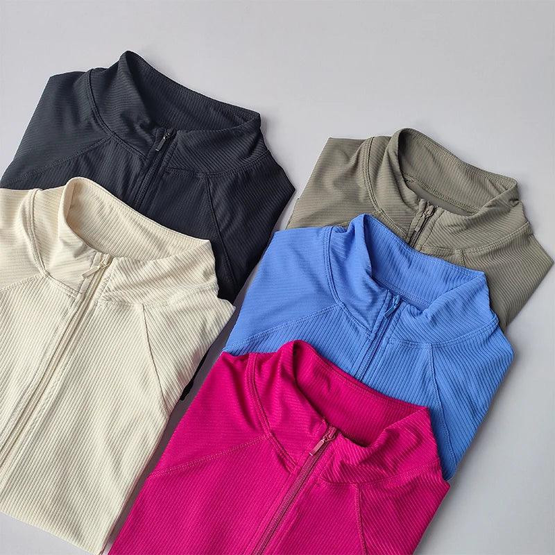Jaqueta Slim Fitness Feminina com Zíper — Secagem Rápida, Toque Macio e Performance Máxima para Yoga, Corrida e Treinos ao Ar Livre!