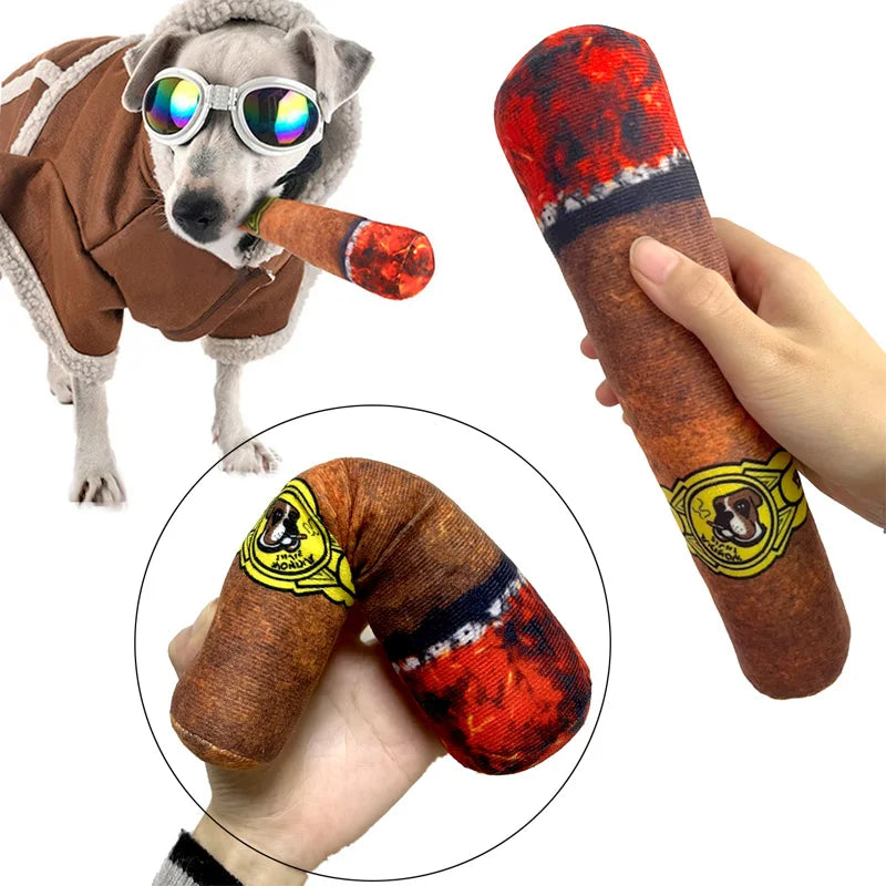 Brinquedo de Charuto de Pelúcia para Cães – Diversão, Mordidas e Risadas Garantidas!