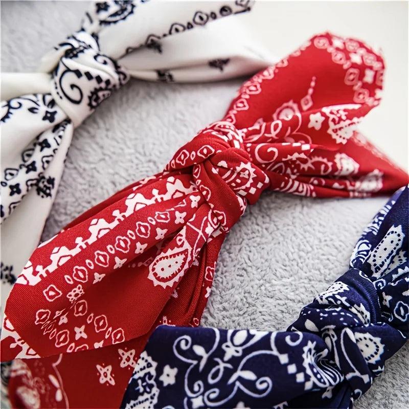 Faixas de Cabelo Femininas Vintage – Bandanas Estilo Nó Cruzado, Macias e Elásticas para Looks Cheios de Charme