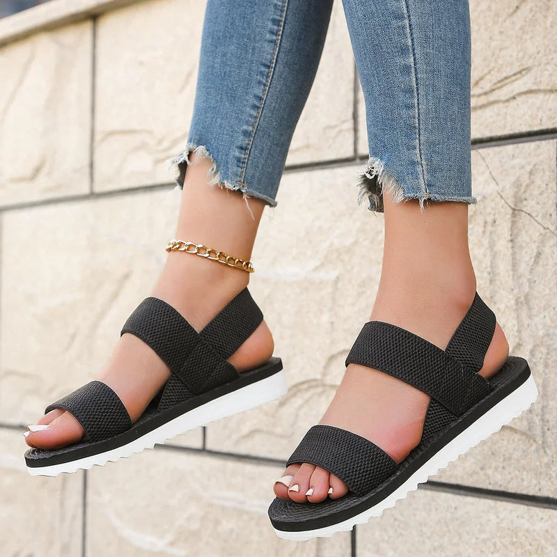 Sandálias Femininas Trendy – Conforto Antiderrapante, Sola Colorida e Design com Cadarço para um Visual Puro & Sofisticado!