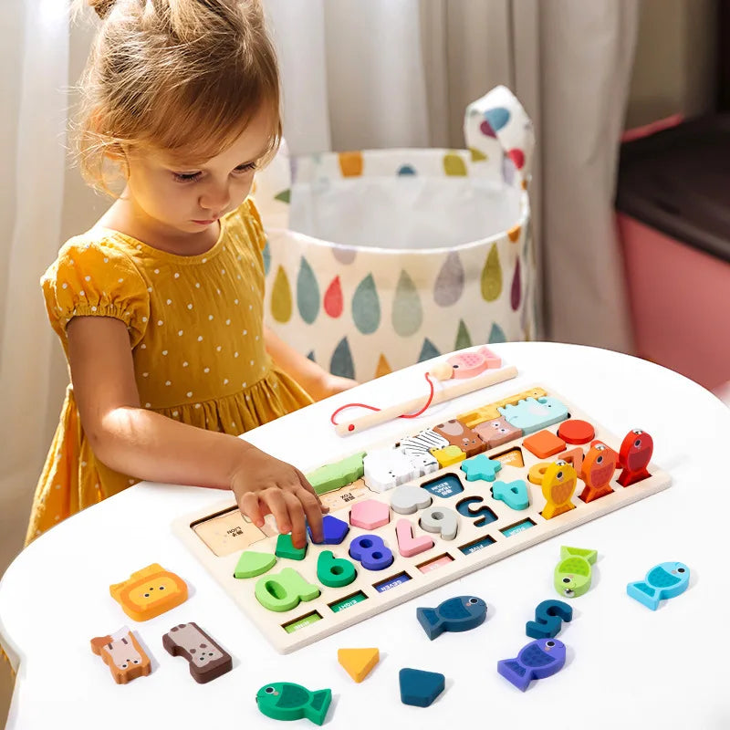 Aprendizado Divertido: Brinquedo Educativo de Pesca com Formas, Números e Animais para Estimular a Criatividade e Habilidades Motoras das Crianças!