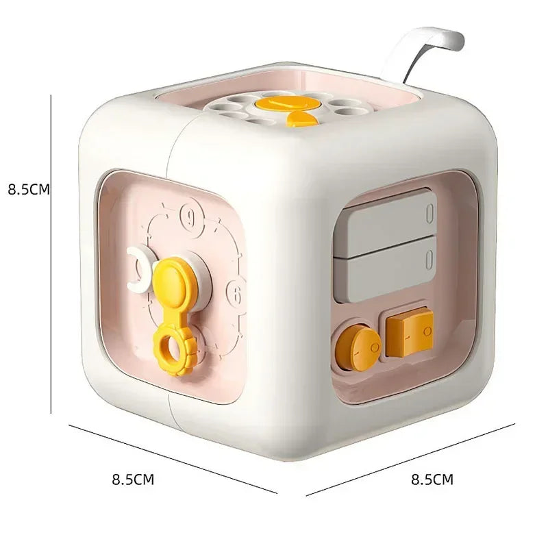 Descubra o Cubo 6 em 1 — o brinquedo sensorial que estimula a curiosidade, coordenação e aprendizado do seu bebê de forma divertida e educativa!