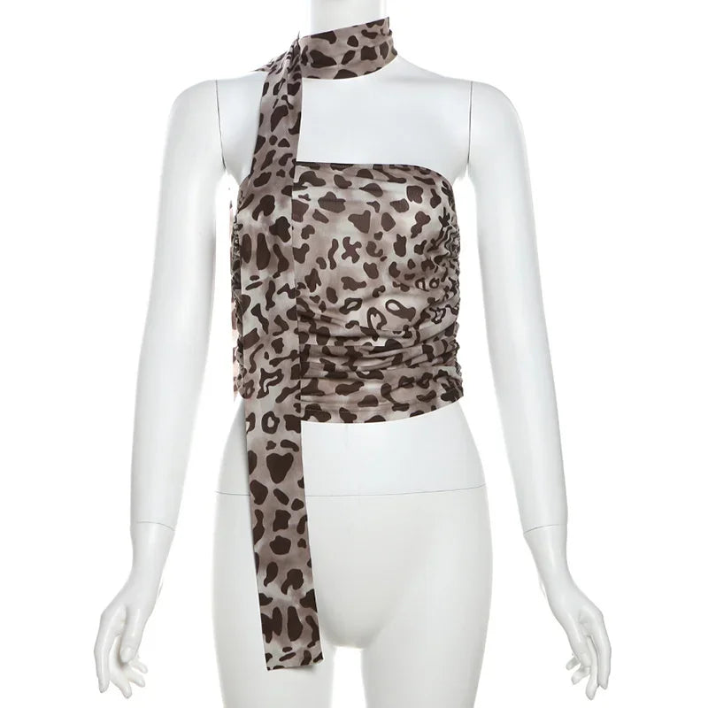 Top Feminino Tomara que Caia de Tule Estampa Leopardo – Sexy, Versátil e Perfeito para o Verão!