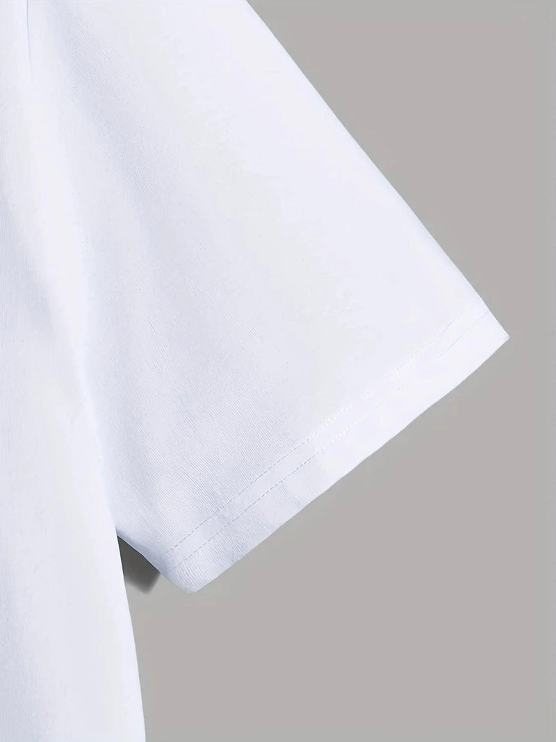 Camiseta Masculina 100% Algodão – Estampa Montanha & Bússola, Estilo Aventureiro com Conforto Leve de Verão