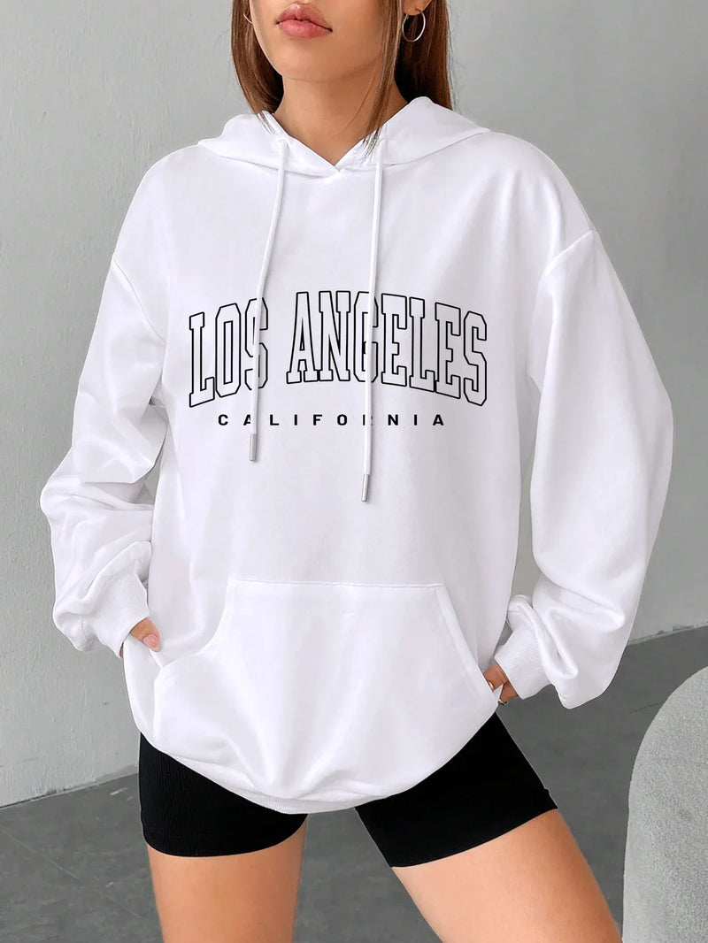 Moletom Capuz Feminino Los Angeles – Estilo Americano com Arte Urbana e Conforto Descontraído!