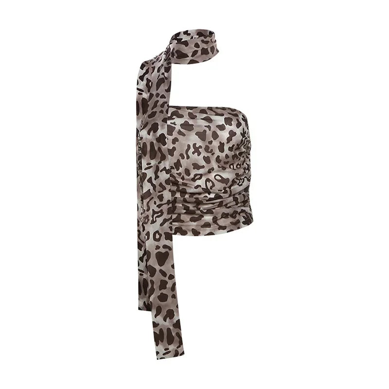 Top Feminino Tomara que Caia de Tule Estampa Leopardo – Sexy, Versátil e Perfeito para o Verão!