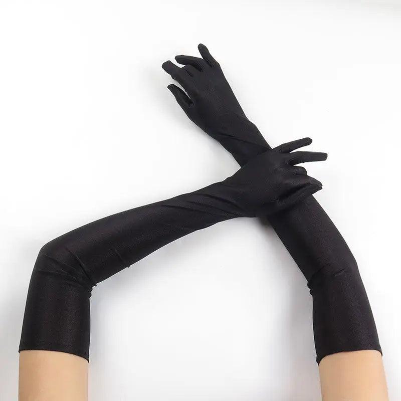 Estilo Que Alonga: Luvas Femininas Longas com Proteção Solar e Toque Suave para Eventos e Performances