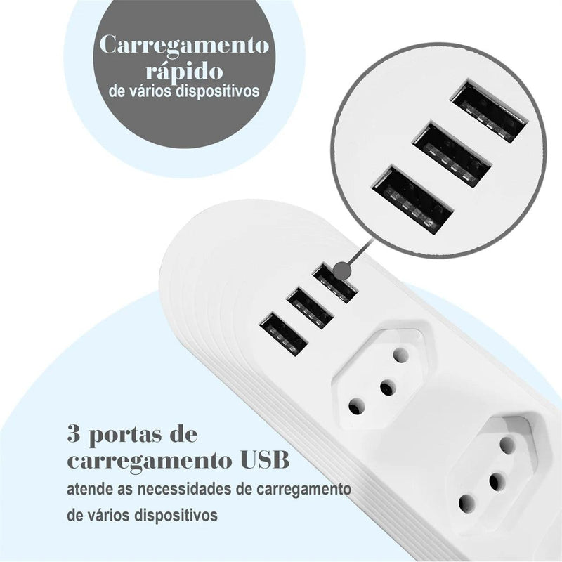 Mais Tomadas, Menos Bagunça – Extensão Elétrica Retrátil com USB e Proteção Inteligente!