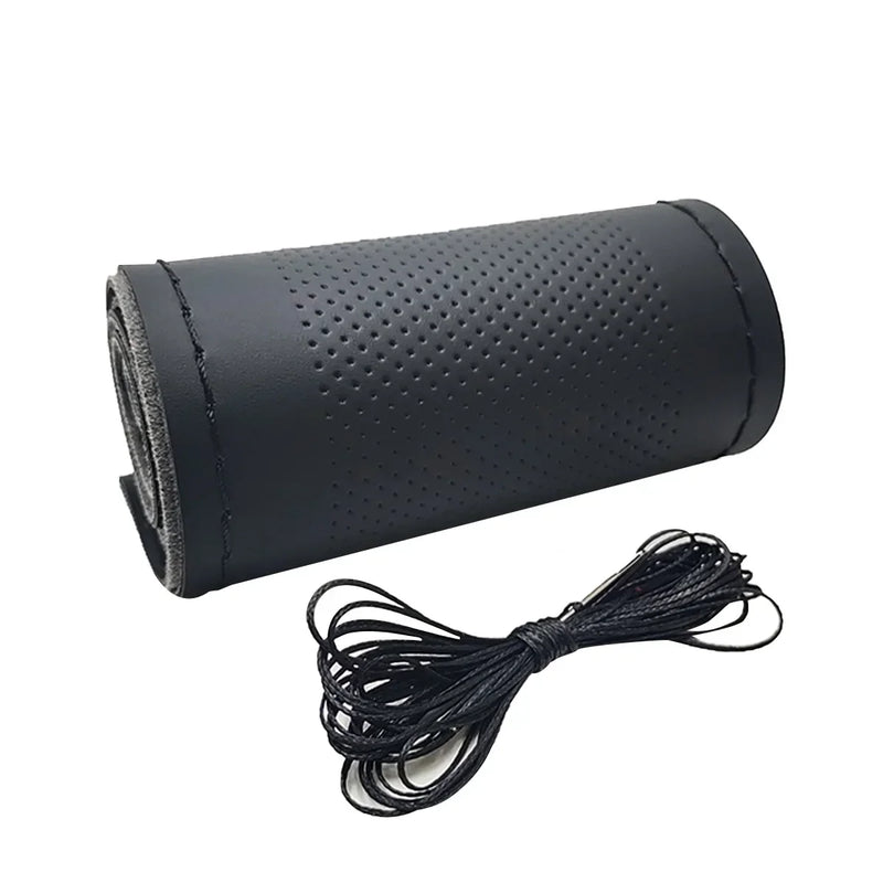 Transforme Seu Volante com Estilo e Segurança: Capa de Couro DIY Costurável Antiderrapante e Respirável – Ideal para Volantes de 38cm!