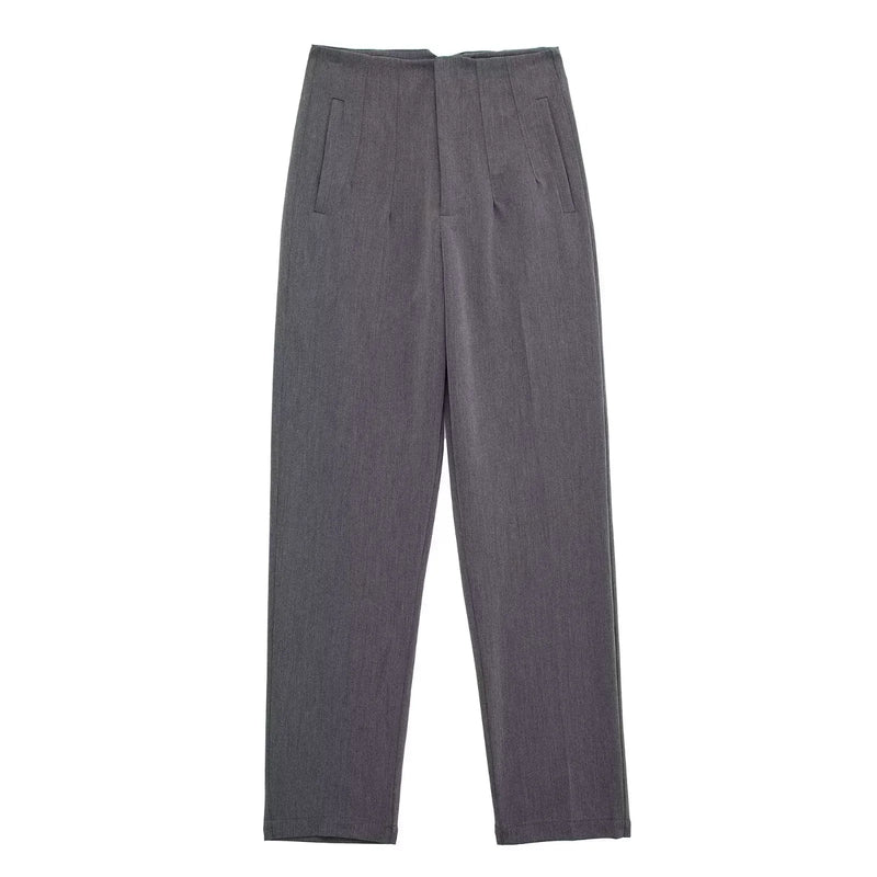 Calça Feminina Skinny de Cintura Alta – Estilo Streetwear com Detalhes Sofisticados para o Escritório e Outono