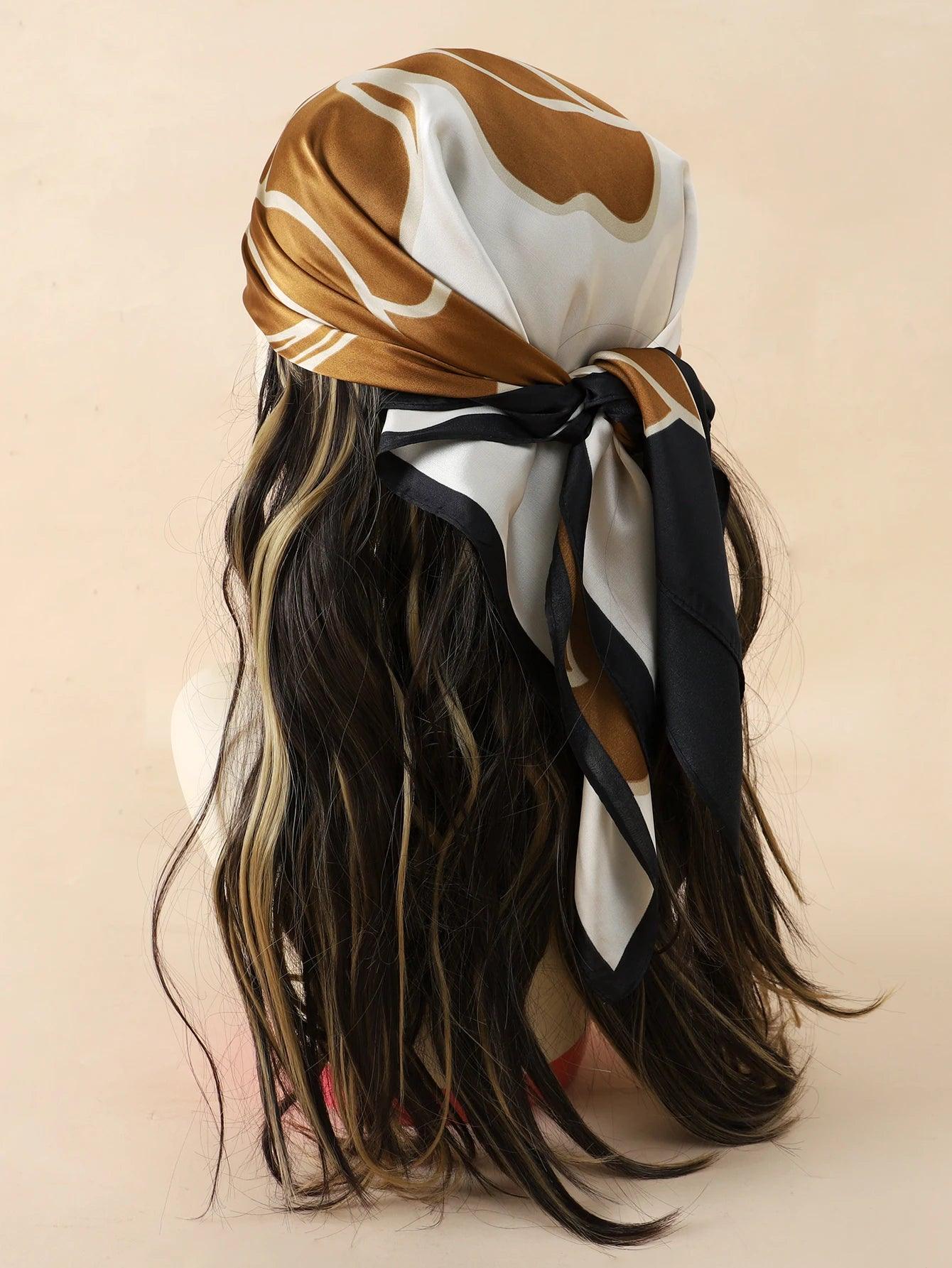 Lenço de Seda Luxuoso com Estampa de Gato – Use no Pescoço, Cabelo ou Cabeça com Estilo Sofisticado!