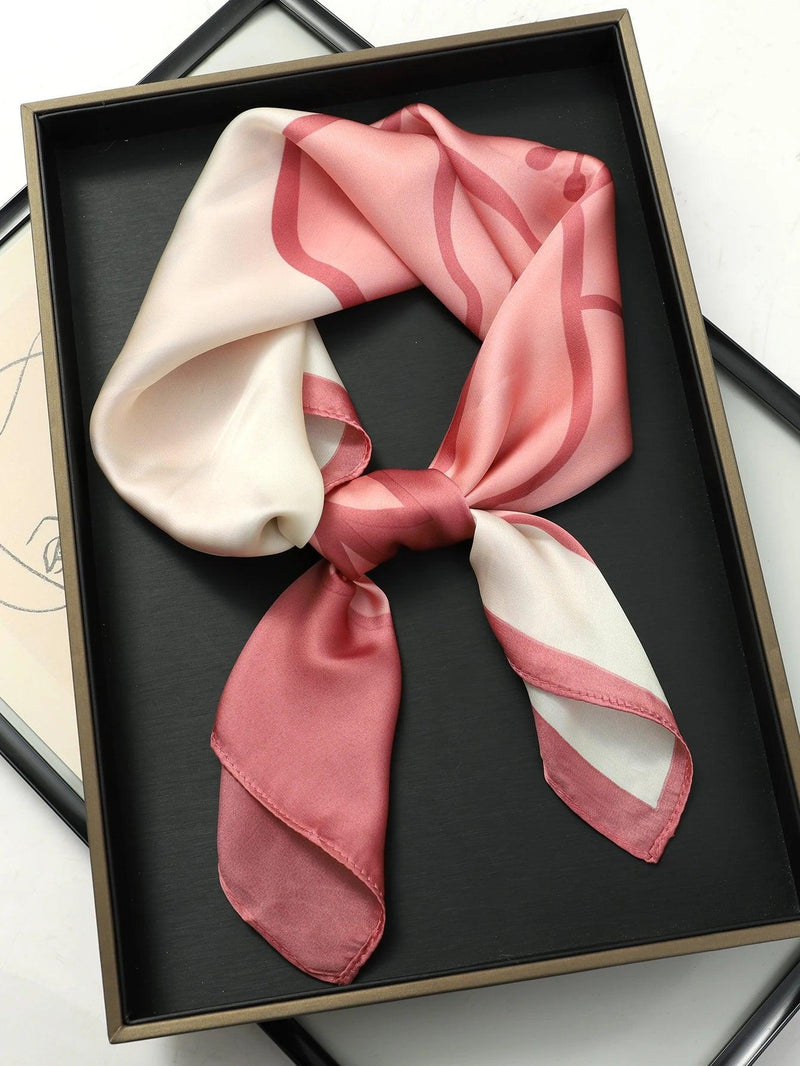 Lenço de Seda Luxuoso com Estampa de Gato – Use no Pescoço, Cabelo ou Cabeça com Estilo Sofisticado!