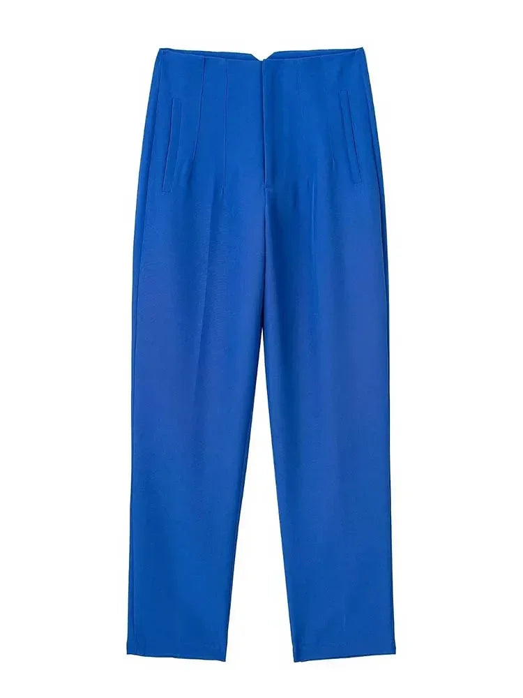 Calça Feminina Skinny de Cintura Alta – Estilo Streetwear com Detalhes Sofisticados para o Escritório e Outono