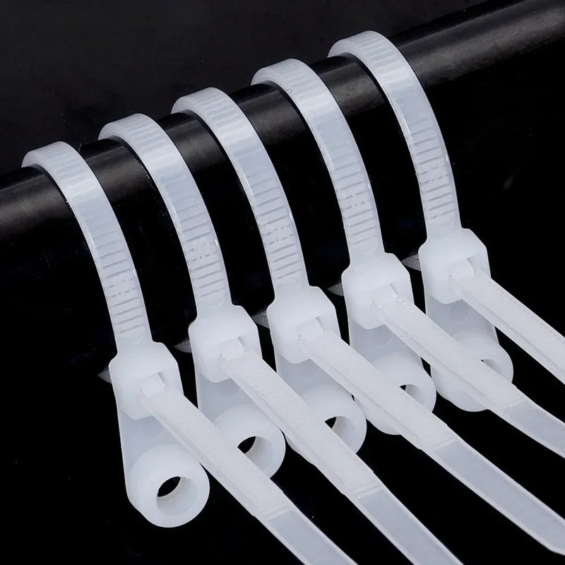 Organização Inteligente em Cada Fio: Abraçadeiras de Nylon com Furo para Parafuso – Fixação Rápida e Segura para Seus Cabos!