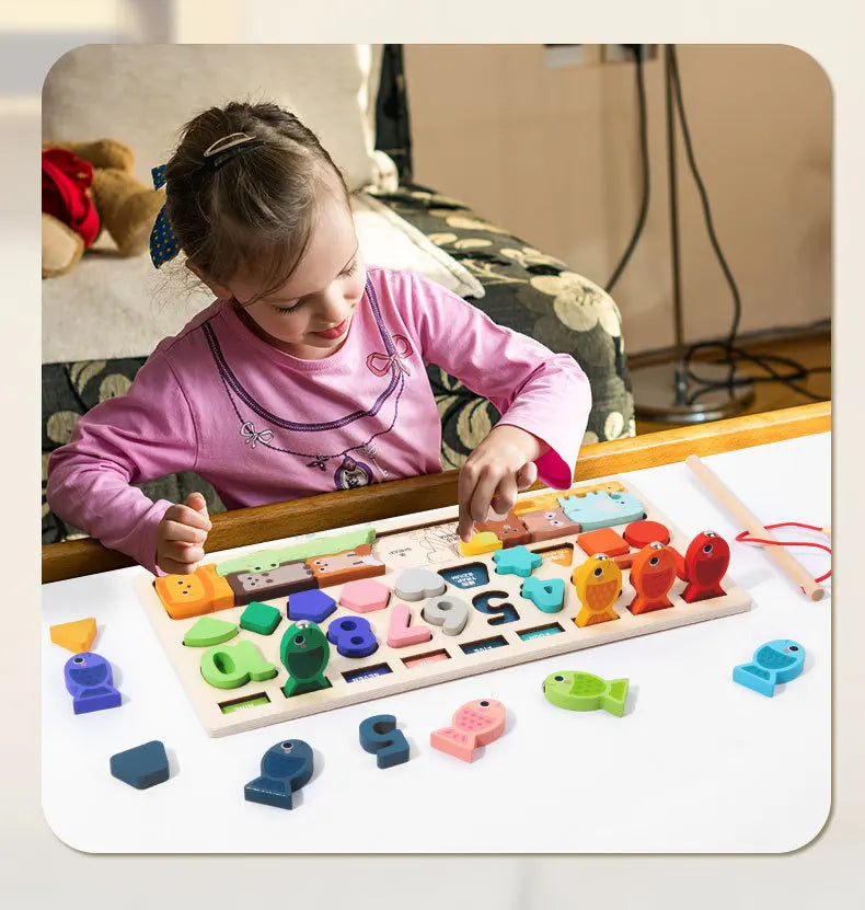 Aprendizado Divertido: Brinquedo Educativo de Pesca com Formas, Números e Animais para Estimular a Criatividade e Habilidades Motoras das Crianças!