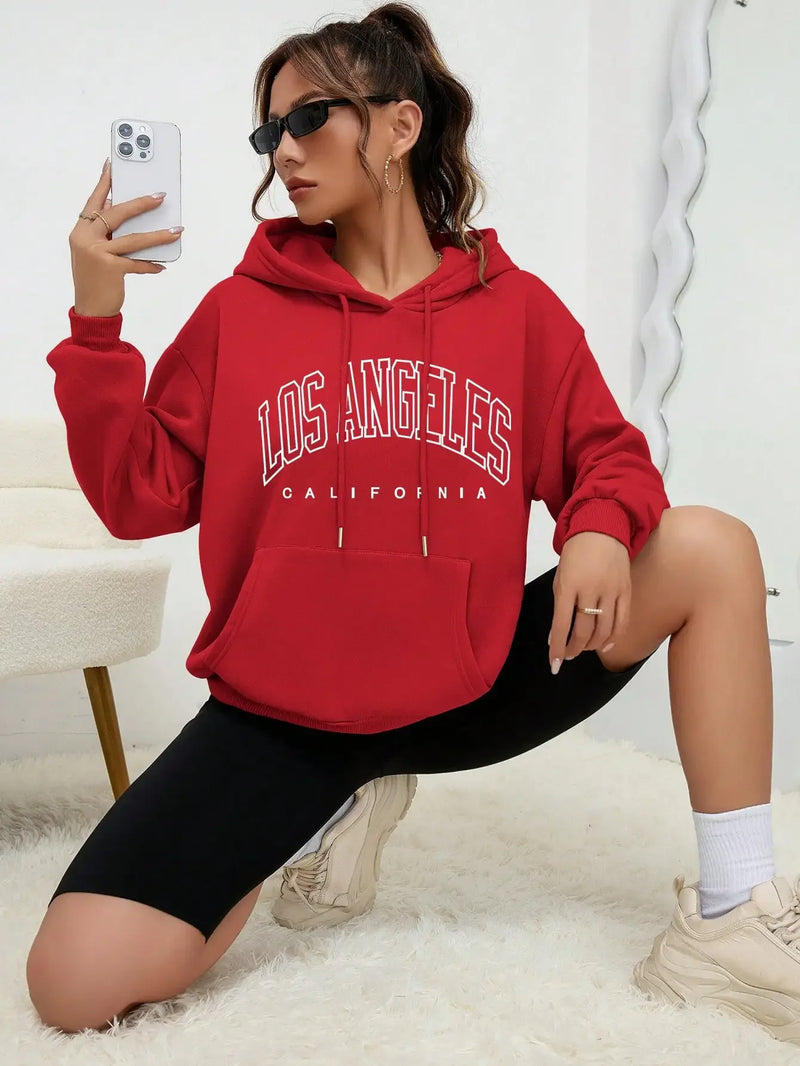 Moletom Capuz Feminino Los Angeles – Estilo Americano com Arte Urbana e Conforto Descontraído!
