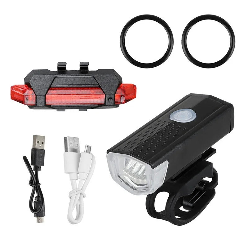 Transforme Seus Pedais Noturnos: Kit de Luz LED USB Recarregável para Bicicleta com Farol Frontal e Lanterna Traseira – Mais Segurança, Estilo e Visibilidade em Qualquer Caminho!