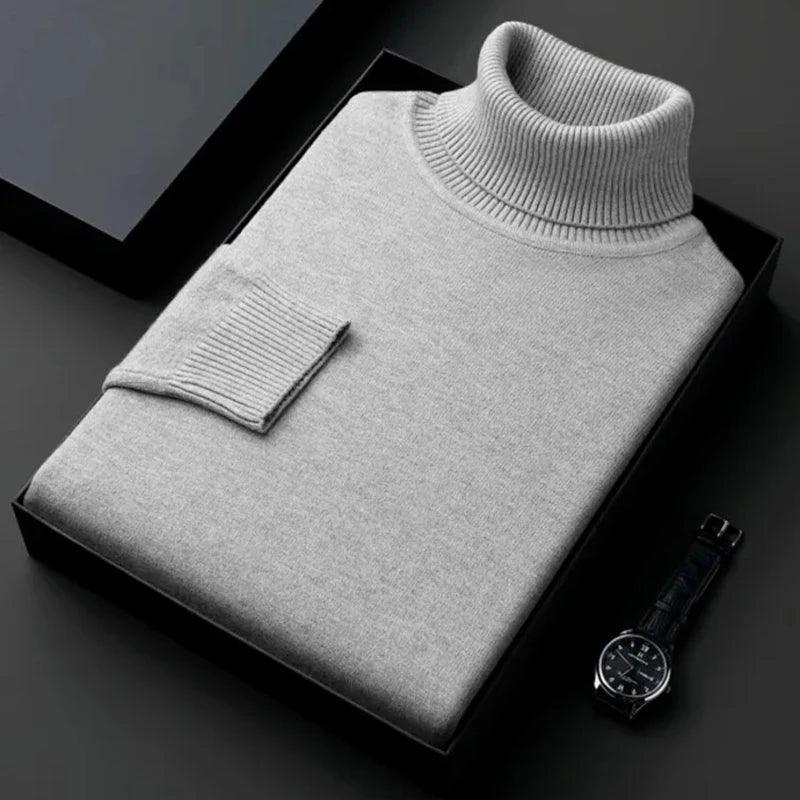 Suéter Masculino Gola Alta Slim – Malha Antibolinha, Estilo Sofisticado e Caimento Perfeito