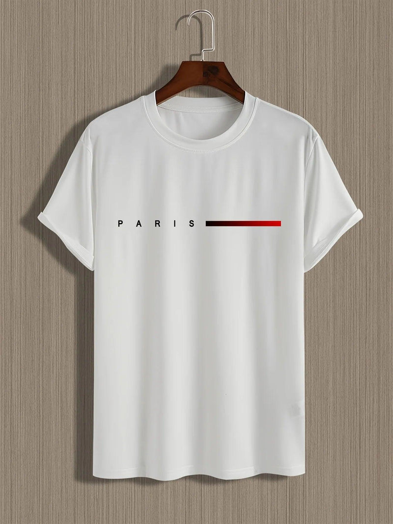 Camiseta Masculina 100% Algodão – Estilo Paris Street, Leve e Caimento Moderno