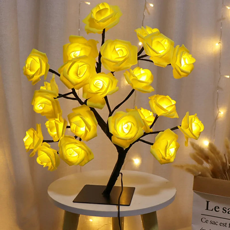 Luminária LED Rosa Encantada – Ilumine Seu Espaço com Elegância e Romance! Ideal para Quartos, Festas, Casamentos e Presentes Inesquecíveis!