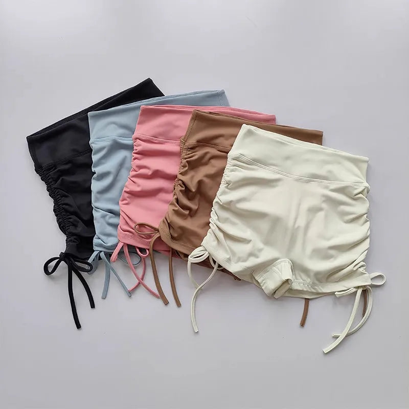 Shorts de Yoga Feminino para o Verão — Cintura Alta, Respirável e com Cordão Ajustável: Perfeitos para Treinos, Corridas e Ciclismo com Estilo e Conforto!