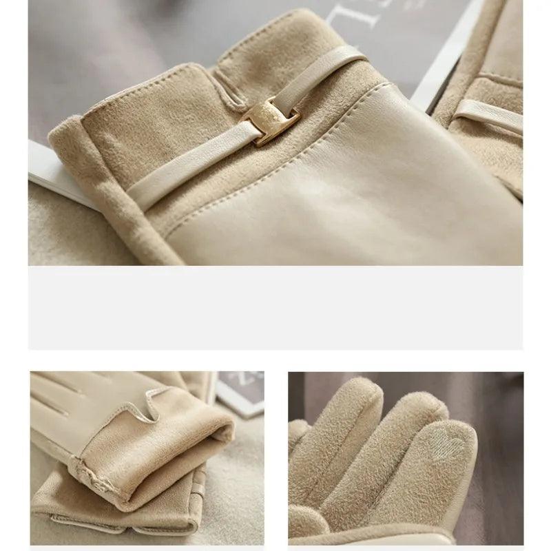 Luvas Femininas de Inverno em Couro e Camurça – Elegância, Estilo Business e Tecnologia Touch com Proteção Contra o Frio e Água