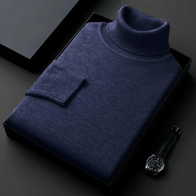 Suéter Masculino Gola Alta Slim – Malha Antibolinha, Estilo Sofisticado e Caimento Perfeito
