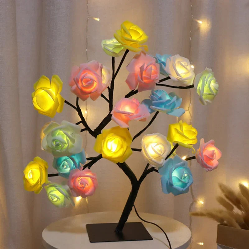 Luminária LED Rosa Encantada – Ilumine Seu Espaço com Elegância e Romance! Ideal para Quartos, Festas, Casamentos e Presentes Inesquecíveis!