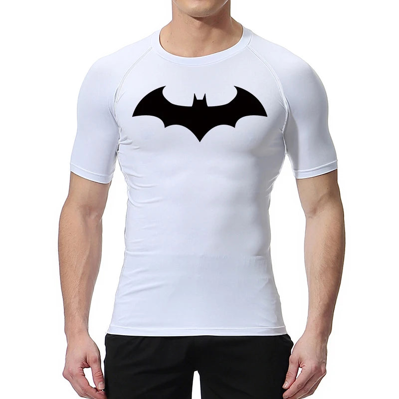 Supere Seus Limites com Estilo: Camiseta Compressão Masculina Imagem Morcego– Secagem Rápida, Alta Performance e Visual Imbatível!